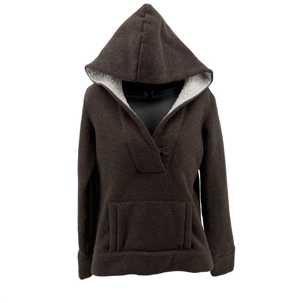 Nike ACG Fleece Pullover Hoodie Women Large Brown Sherpa Lined Outdoor GorpCore